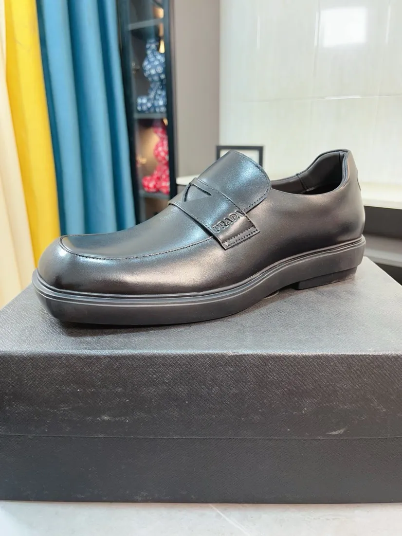Men's shoes 💰540🌹🌹【PRADA Leather Shoes】Top purchasing agency Original imported Italian custom-made open-edge beaded cowhide leather surface, fully imported water-dyed breathable cowhide lining, original factory special molded sole super comfortable, size: 38-44
